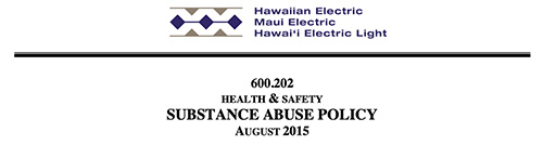 Hawaiian Electric Company Substance Abuse header